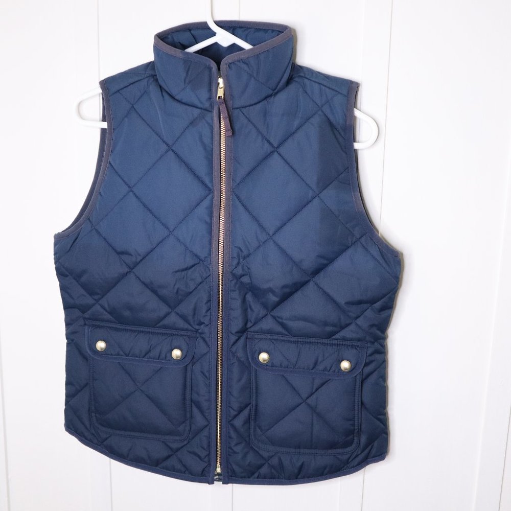 J. Crew Quilted Zip up  Navy Blue Vest Size S
